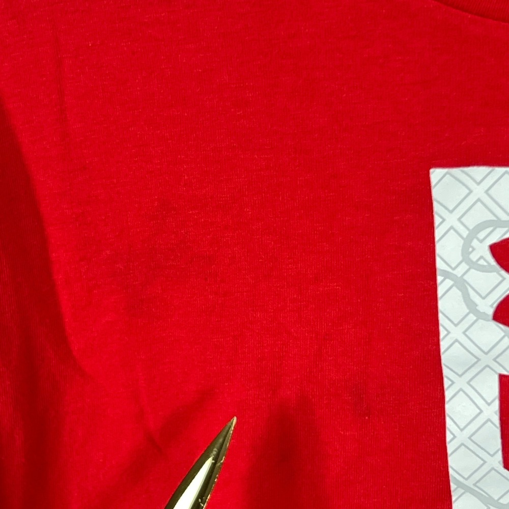 Under Armour Red Baseball Logo T Shirt Mens Medium M Loose Fit Cotton Polyester - Picture 2 of 8